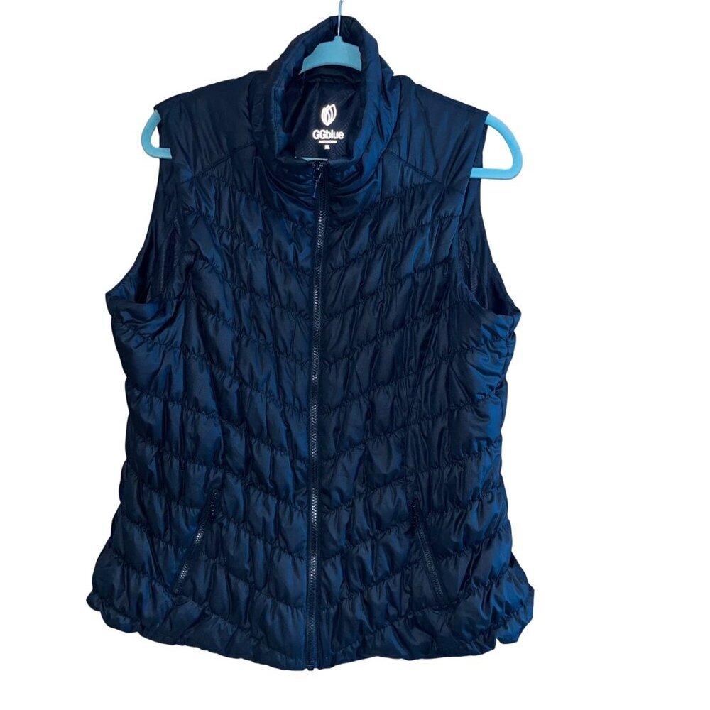 GG Blue Womens Vest Size XL Black Heritage Full Zip Puffer Quilted Casual